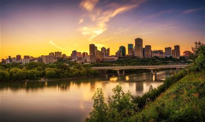 Sonnenuntergang am Saskatchewan River
